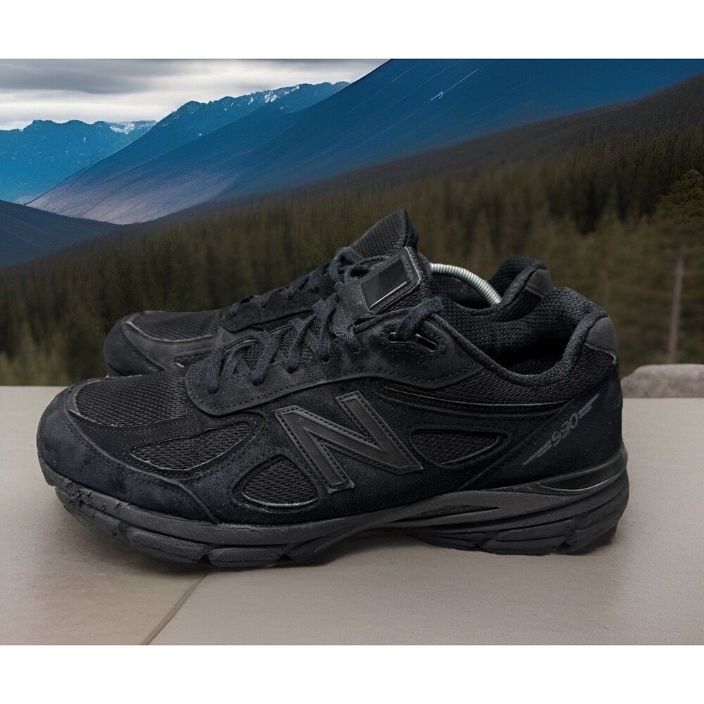 New Balance MEN 990v4 M990BB4 Black Suede Shoes Sneakers USA Size 13 Preowned